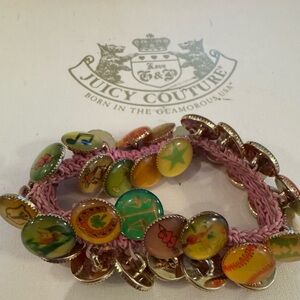 Juicy Couture Pink Woven Charm Bracelet